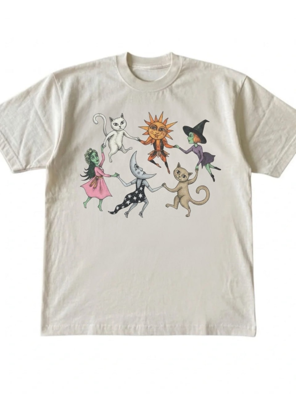 Inspired Cream Cat & Celestial Dance T-Shirt